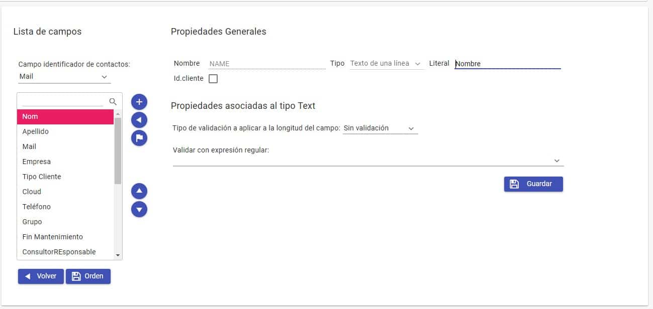 Actualizar administración de campos