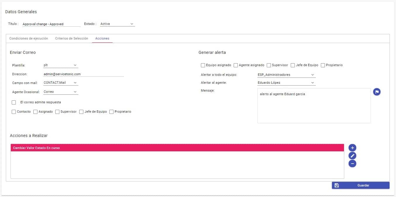 Acciones en las reglas de negocio Acciones en las reglas de negocio