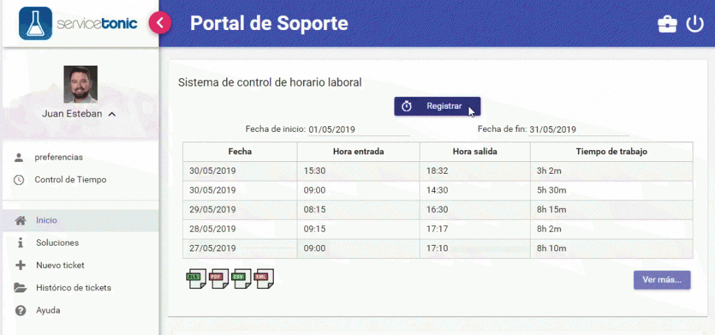 ServiceTonic Control Horario Entrada 