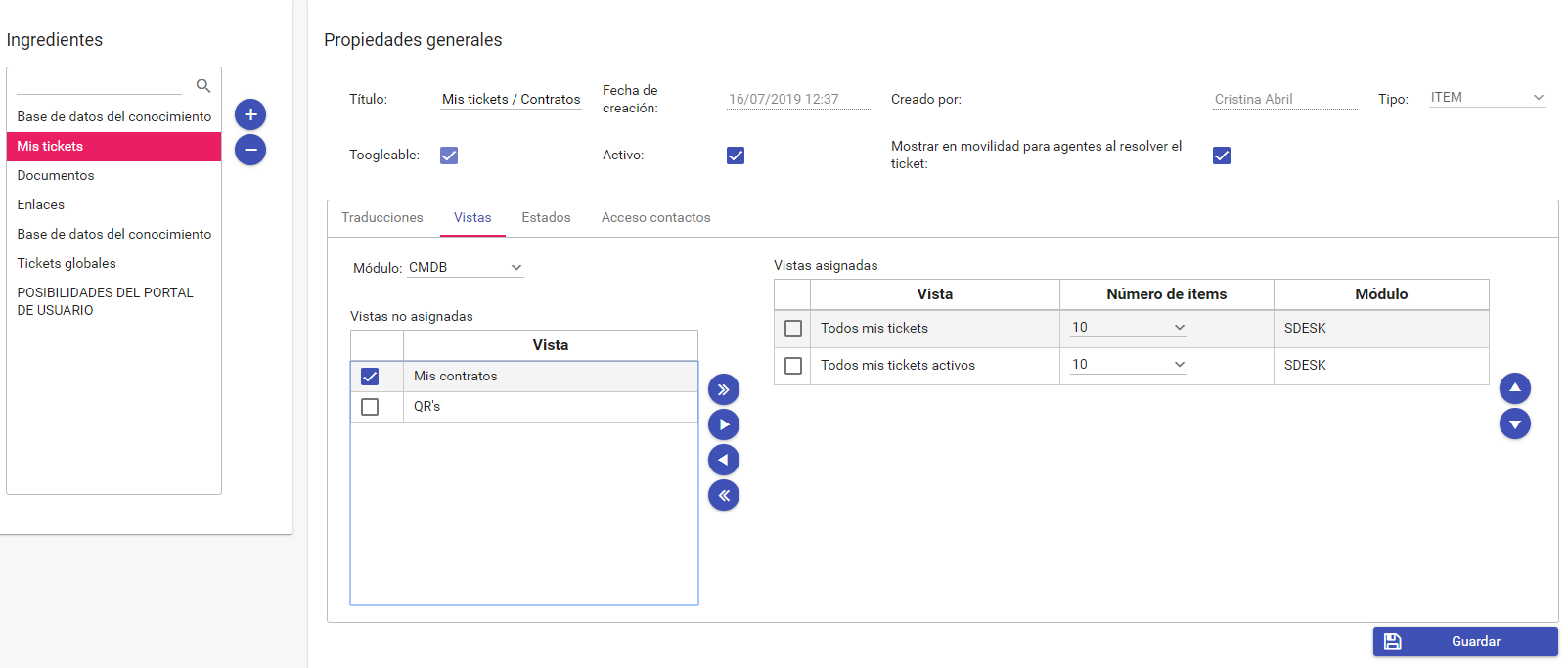 Contratos en el portal de usuarios