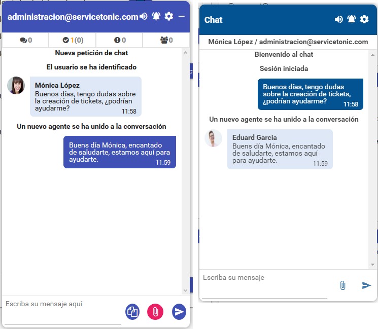 Chat Servicetonic para el teletrabajo