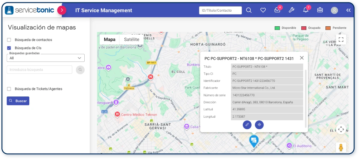 localización de activos en un help desk