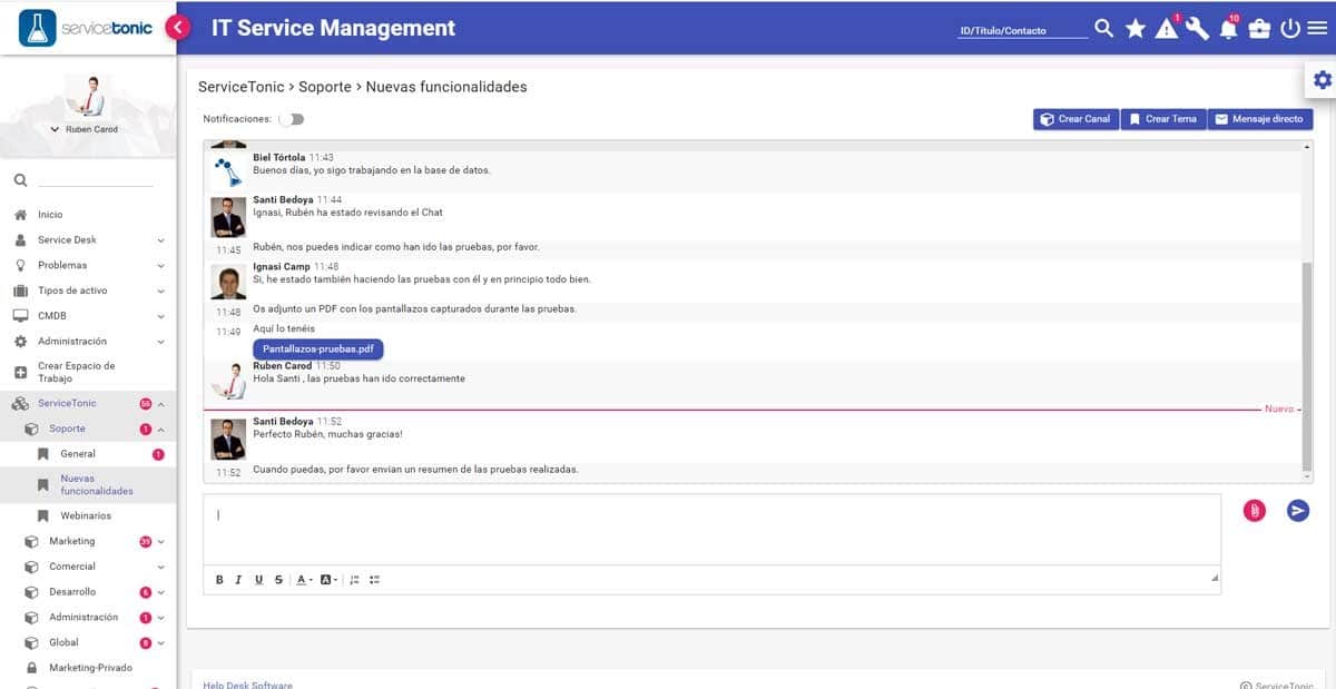 Espacios de trabajo en ForumTonic