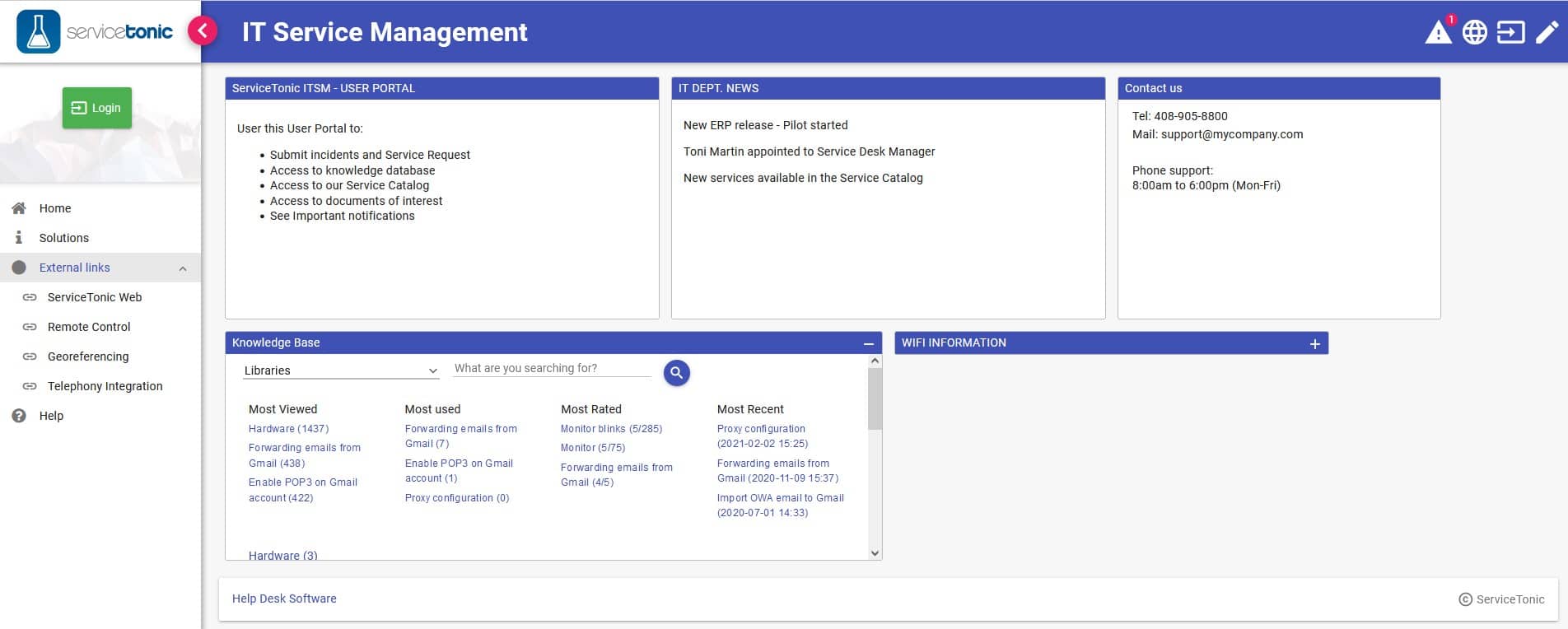 Service Desk multi idioma ServiceTonic