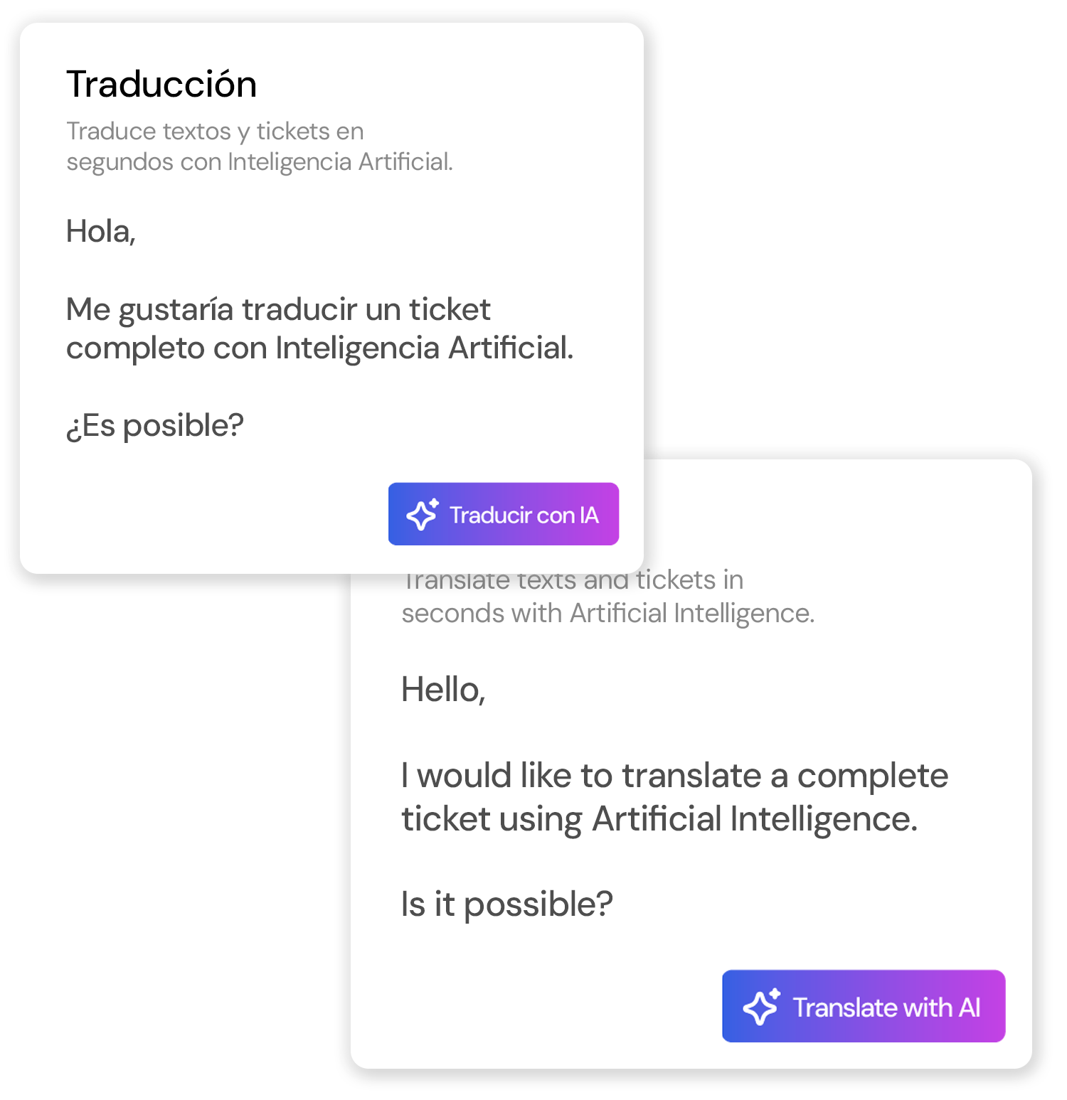 Software help desk con IA para traducción