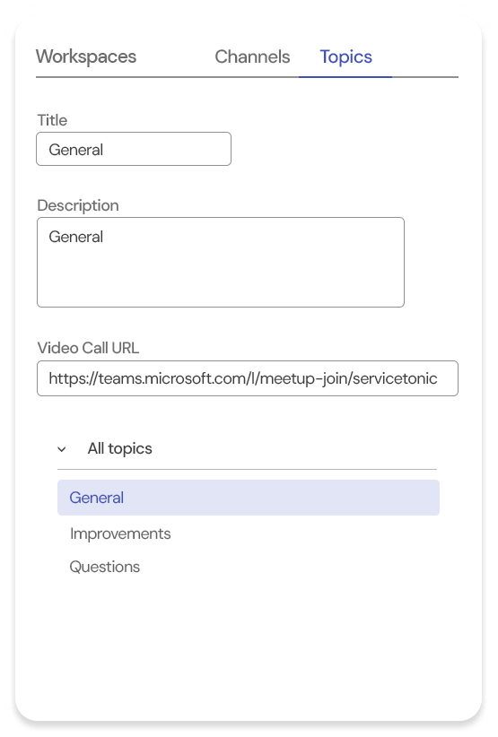 Topics within Channels in ForumTonic