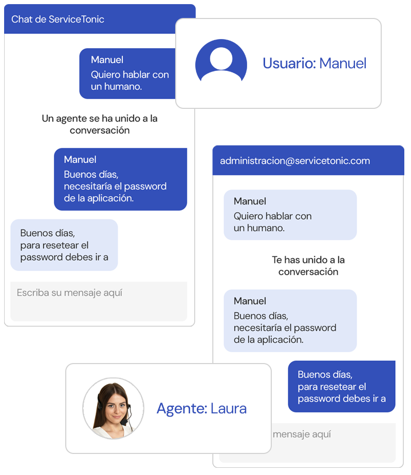 Conversación con agente en el Chatbot