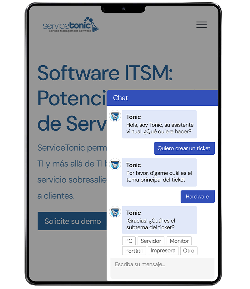 Chatbot en la página web corporativa