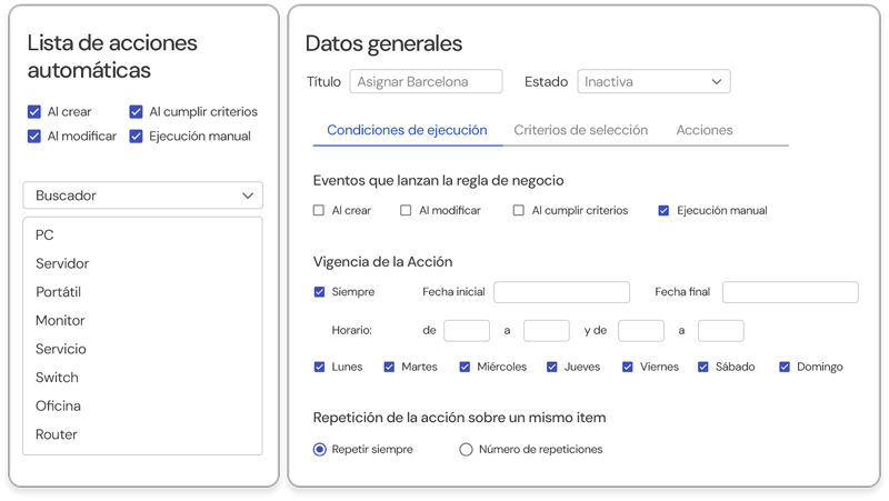 Reglas de negocio CMDB
