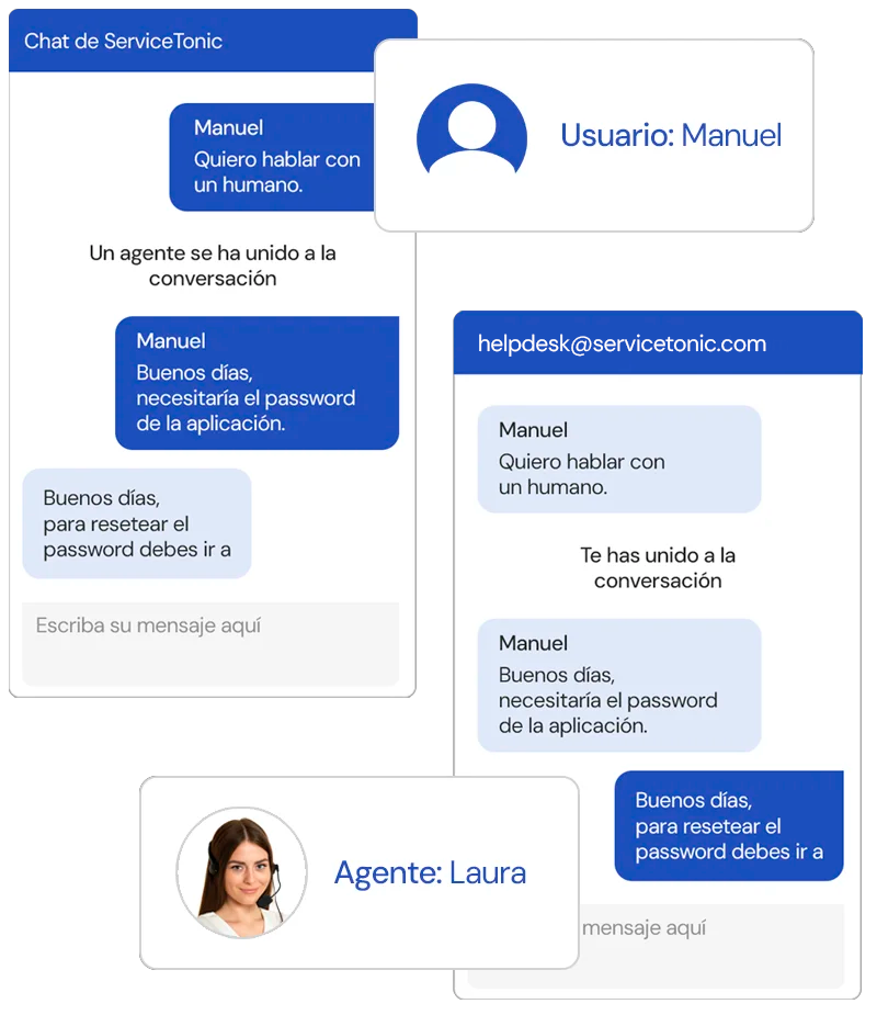 Conversación con agente en el Chatbot
