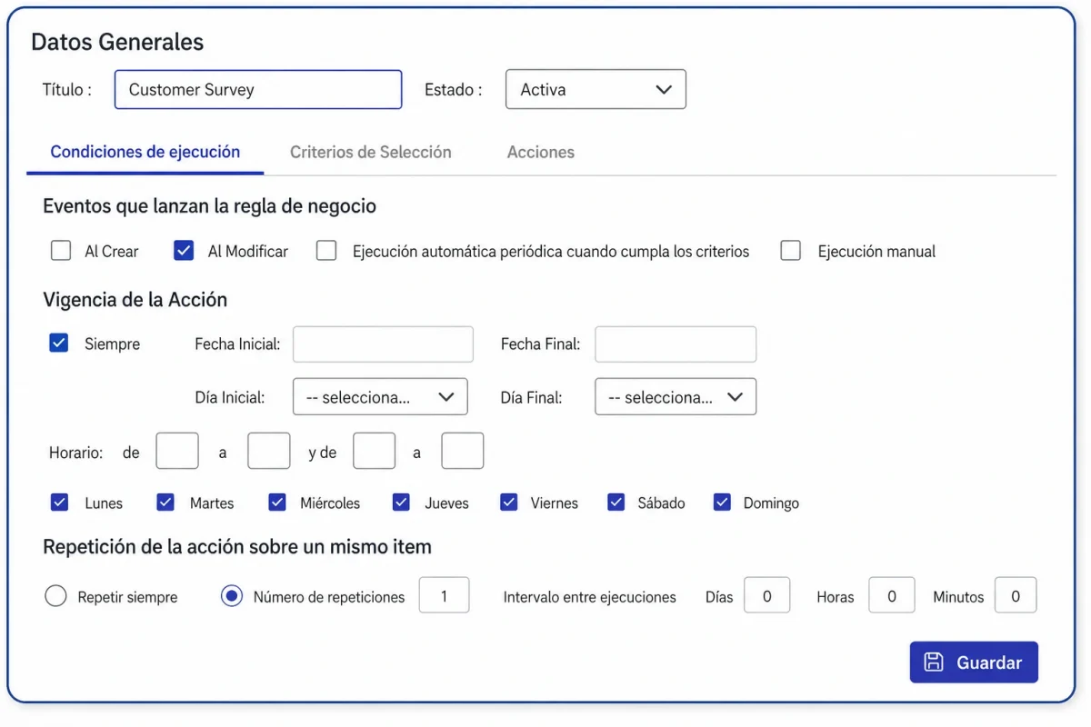 Condiciones de ejecución
