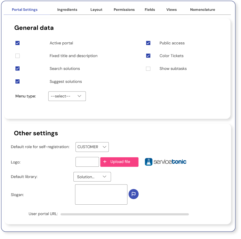 User Portal Settings – ESM