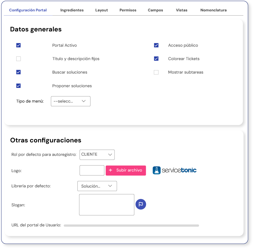 Configuración portal usuario-ESM