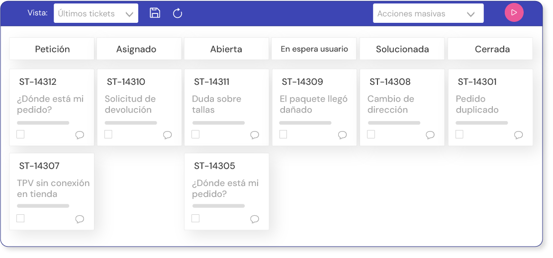 Ticket de soporte en ecommerce